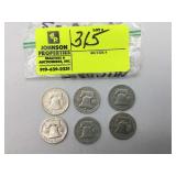 1950, 1951, 1952, 1954, AND TWO 1962 FRANKLIN HALF