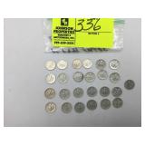 24 ROOSEVELT DIMES VARIOUS YEARS, 1 MERCURY DIME 1