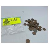 50 LINCOLN (WHEAT) PENNIES, ASSORTED YEARS