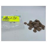 50 LINCOLN (WHEAT) PENNIES, ASSORTED YEARS