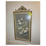 FLORAL THEMED FRAMED AND MATTED PRINT, 21 IN X 36