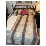 QUEEN SIZE BED, HEADBOARD WITH METAL RAILS