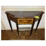 ONE DRAWER HALL TABLE, INLAYED FRONT, 38 IN X 22.5