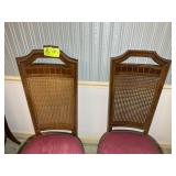 PAIR OF RATTAN BACK FINE DINING CHAIRS WITH UPHOLS