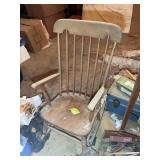WOODEN ROCKING CHAIR, TO BE REMOVED FROM ATTIC BY