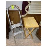 METAL STEP STOOL AND WOODEN TV TABLE