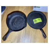 GROUP OF CAST IRON PANS, ONE 8S AND A WAGNER WARE
