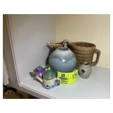 GROUP OF POTTERY STYLE VASES AND DECORATIVE ITEMS