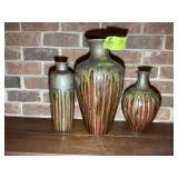 GROUP OF 3 DECORATIVE VASES, 11.5, 12.5 AND 16 IN