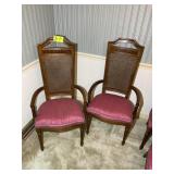 PAIR OF RATTAN BACK FINE DINING ARM CHAIRS WITH UP