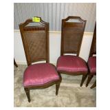 PAIR OF RATTAN BACK FINE DINING CHAIRS WITH UPHOLS