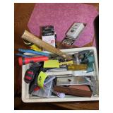 BUCKET OF TOOLS, HAMMER, SCREWDRIVER, ETC
