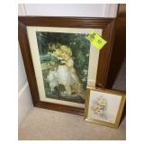 FRAMED AND MATTED BOY AND GIRL PRINT, 21.5 IN X 27