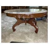 MARBLE TOP COFFEE TABLE, 34 IN X 22 IN X 17 IN
