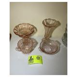 GROUP OF PINK GLASS DISHES