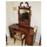 7 DRAWER WOODEN VANITY WITH CHAIR, 49 IN X 18 IN X