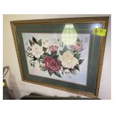 FRAMED AND MATTED FLORAL PRINT BY B SUMRALL, 39 IN
