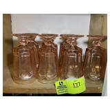 GROUP OF 10 PINK GLASS ICE TEA GLASSES, SOME WITH
