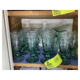 GROUP OF 13 STUDIO NOVA GREEN WATER GOBLETS