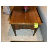 DREXEL ONE DRAWER SIDE TABLE, 22 IN X 26 IN X 21 I