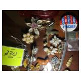 LARGE GROUP OF LAPEL PINS AND BROACHES, WATCH