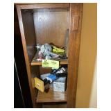 CONTENTS ON RT OF ENTERTAINMENT CENTER, CANDLES, M