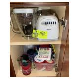 CONTENTS TO LFT OF FRIDGE INCLUDING BLENDER, COZIE