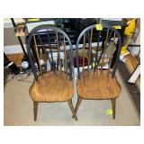PAIR OF SPINDLE BACK WOOD CHAIRS
