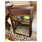 WOOD FRAMED WALL MIRROR, 22 IN X 31 IN