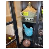 LEFT SIDE OF CHINA HUTCH INCLUDING DECORATIVE ITEM