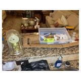 PLASTIC CONTAINER OF RELIGIOUS FIGURINES AND DECOR