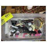 PLASTIC TOTE WITH VARIOUS WATCHES