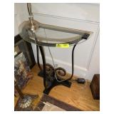 GLASS TOP HALLWAY TABLE, 30 IN X 14 IN X 32 IN, NO