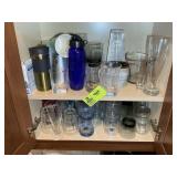 BOTTOM TWO SHELVES OF CABINET, INCLUDING MISC GLAS