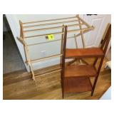 CLOTHES DRYING RACK AND 3 TIERED SHELF 18 IN X 12