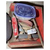 GROUP OF MISC HAND TOOLS AND WELDING HELMET