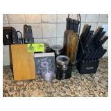 TWO BUTCHER BLOCK KNIFE SETS