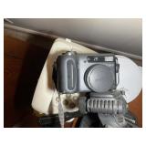 GROUP OF ELECTRONICS, CAMERAS, TRIPOD, PHONE, RADI