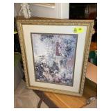 FRAMED AND MATTED PRINT, 32 IN X 39 IN