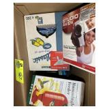 BOX CONTAINING BOOK ENDS, HUMMINGBIRD FEEDER, STUD