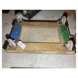 PAIR OF FURNITURE 4 WHEEL DOLLIES, ONE METAL AND O