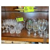 GROUP OF STEMMED GLASSES, HIGH BALL GLASSES AND PI