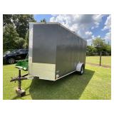 2018 GRAY 6FTX12FT ENCLOSED TRAILER WITH V NOSE.