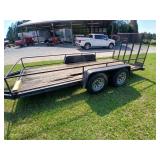 TANDEM AXEL WOODEN FLOOR TRAILER APPROX 68IN X 14F