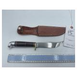 WESTERN USA FIXED BLADE KNIFE WITH STACKED LEATHER