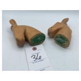 PAIR OF CARVED WOOD HORSE/MULE BOOKENDS, APPROX 6