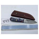 XROSSROADS CUTLERY FIXED BLADE DAMASCUS STEEL KNIF