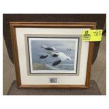 FRAMED AND MATTED 1989 NORTH CAROLINA MIGRATORY WA