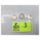 GROUP OF THREE KENNEDY HALF DOLLARS 1980 1985 1986