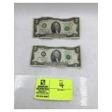 A PAIR OF $2 BILLS ONE SERIES 1976 AND ONE SERIES
